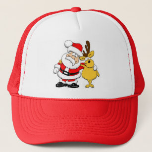 Santa With Deer Trucker Hat