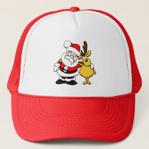 Santa With Deer Trucker Hat