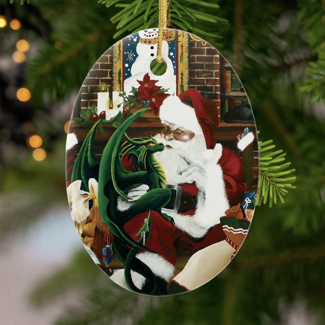 santa with dragon friend ceramic tree decoration (Creator Uploaded)