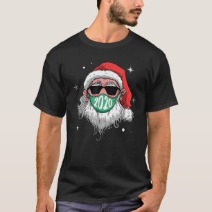 Santa With Face Mask Christmas 2020 Family Pyjamas T-Shirt