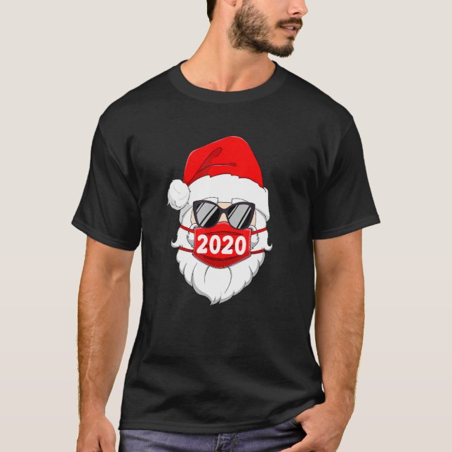 Santa With Face Mask Christmas 2020 Family Pyjamas T-Shirt (Front)