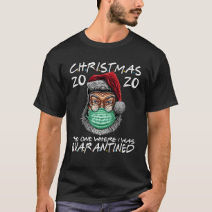Santa With Face Mask Family Pyjamas Xmas Christmas T-Shirt