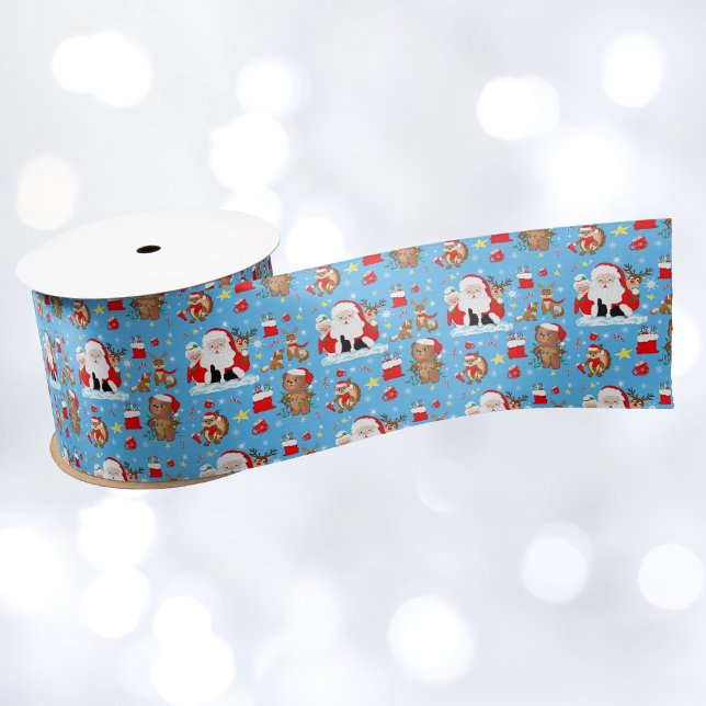 Santa With Forest Animals  Satin Ribbon (Creator Uploaded)