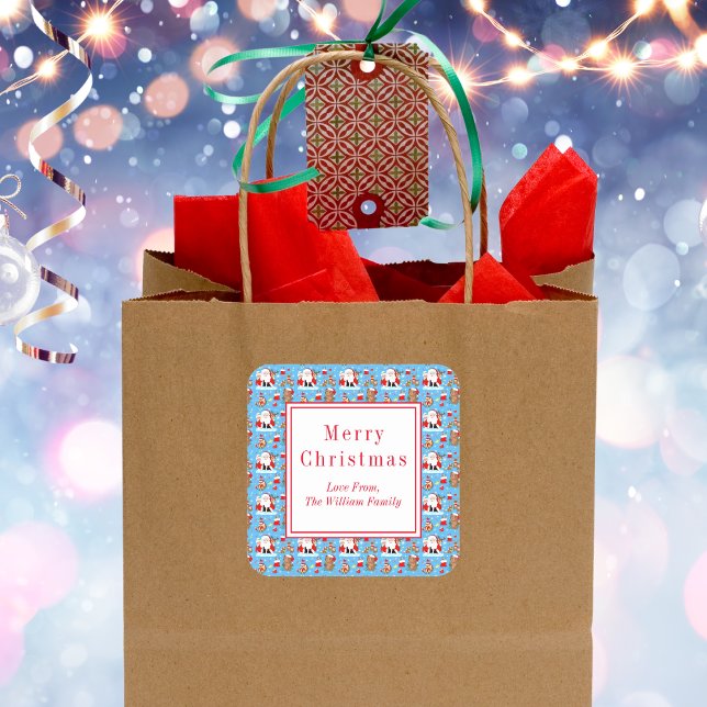  Santa With Forest Animals  Square Sticker (Creator Uploaded)