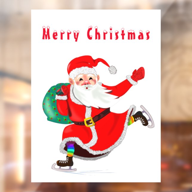 Santa with Gift Christmas Window Cling (Sheet 2)