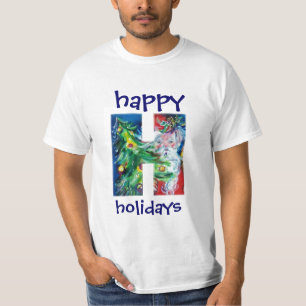 SANTA WITH GIFTS AND CHRISTMAS TREE H MONOGRAM T-Shirt