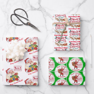 Santa with gifts special delivery custom name wrapping paper sheet