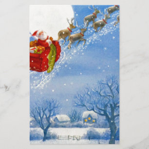 Santa with his flying Reindeer Stationery
