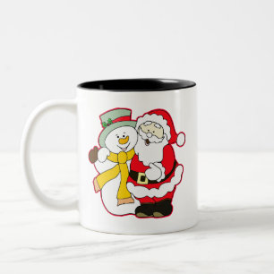 SANTA WITH ICE MAN AT CHRISTMAS. HO! HO! HO! Two-Tone COFFEE MUG