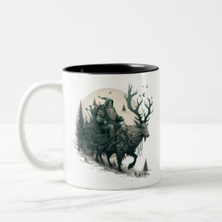 Santa with Irish Elk Two-Tone Coffee Mug