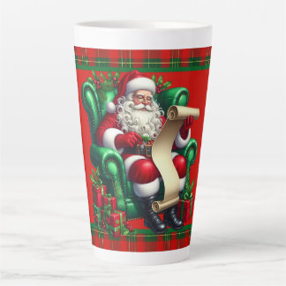 Santa With List Latte Mug