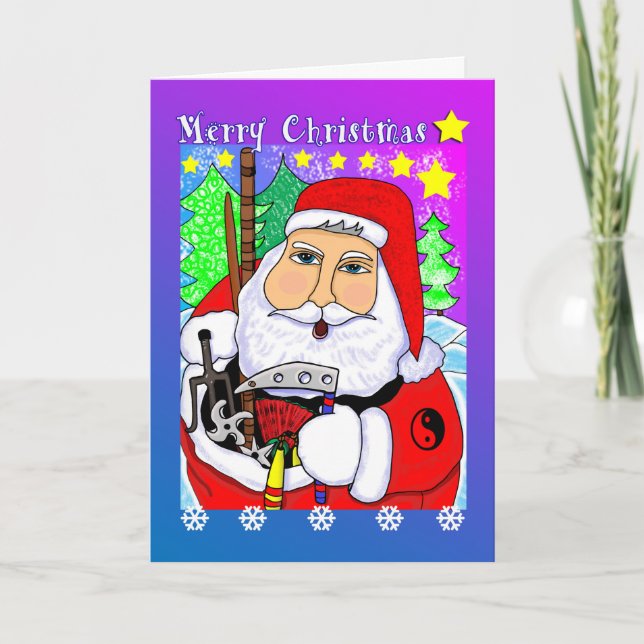 Santa with Martial Arts Gifts Greeting Card (Front)
