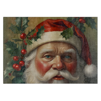 Santa With Mistletoe Cutting Board