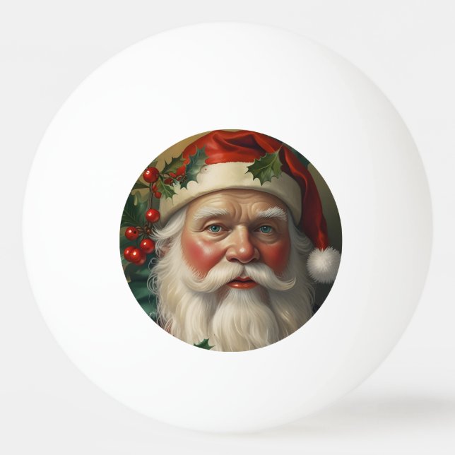 Santa With Mistletoe Ping Pong Ball (Front)