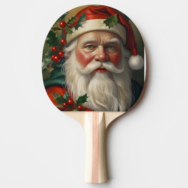 Santa With Mistletoe Ping Pong Paddle (Front)