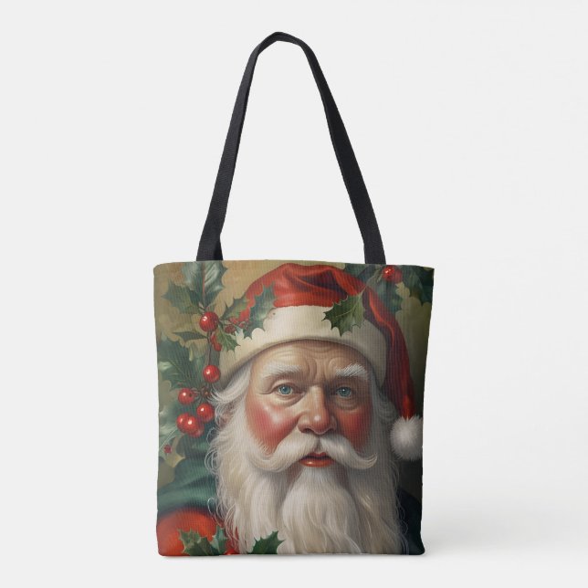 Santa With Mistletoe Tote Bag (Back)