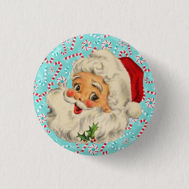 Santa with Peppermints 3 Cm Round Badge (Front)
