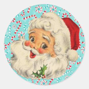 Santa with Peppermints Classic Round Sticker