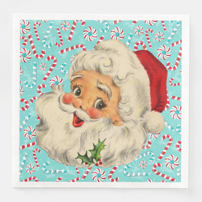 Santa with Peppermints Napkin (Front)