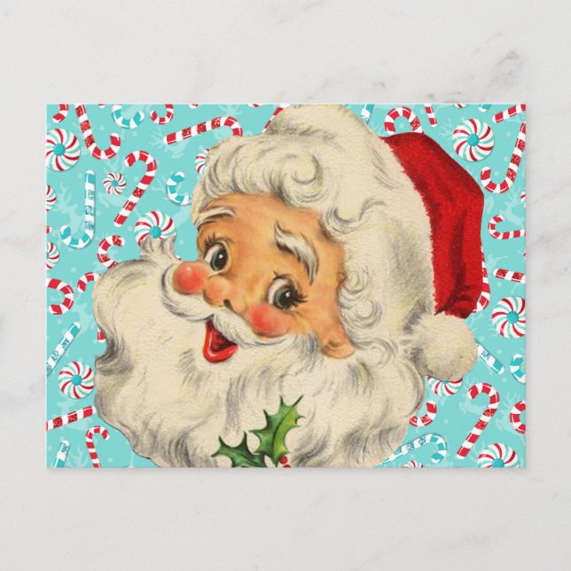 Santa with Peppermints Postcard (Front)