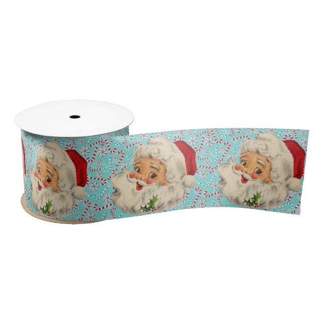 Santa with Peppermints Satin Ribbon (Spool)