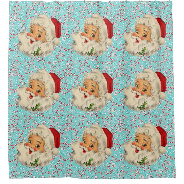 Santa with Peppermints Shower Curtain (Front)