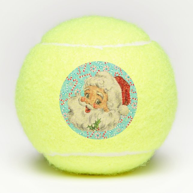 Santa with Peppermints Tennis Balls (Front)
