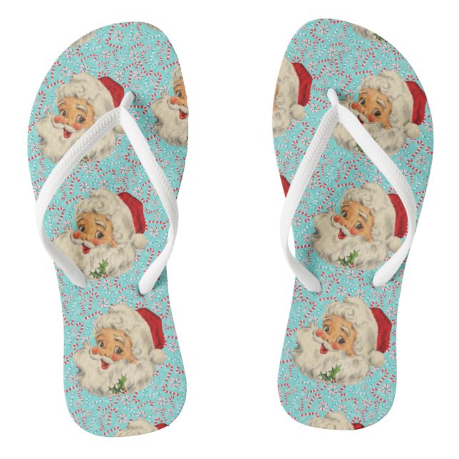 Santa with Peppermints Thongs (Footbed)