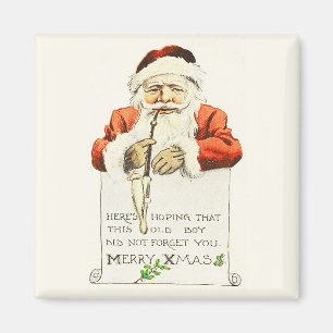 Santa With Pipe Vintage Magnet