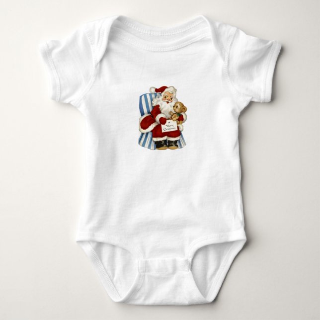 Santa With Puppy Baby Bodysuit (Front)