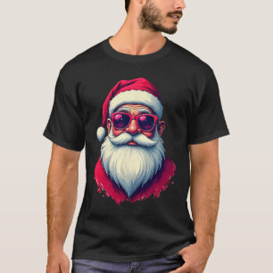 Santa With Red Sungles In A Clic Holiday Style T-Shirt