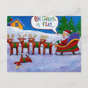 Santa with Reindeer Postcard