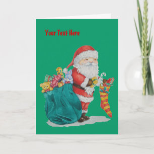 santa with sack and toys and gifts for christmas holiday card