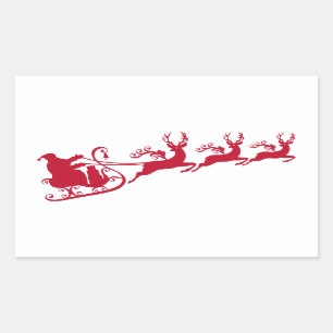 Santa with sleigh and reindeer,  Christmas design Rectangular Sticker