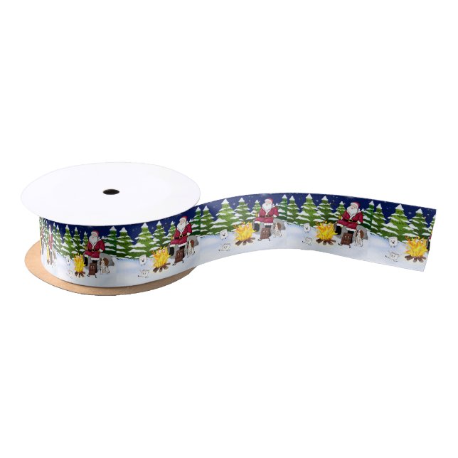 Santa With S'mores And Cavalier King Charles Satin Ribbon (Spool)