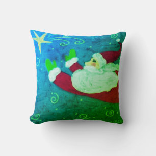 Santa with Star Abstract Christmas Art Cushion