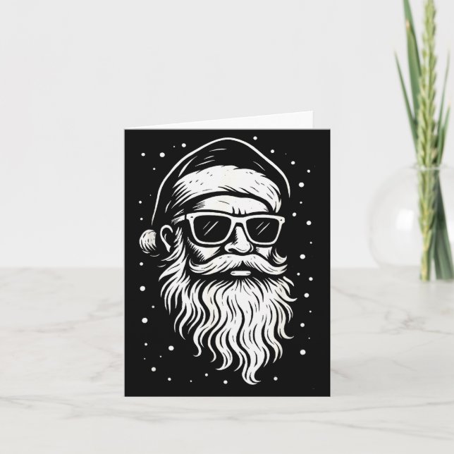 Santa With Sungles Christmas Xmas For Men Boys  Card (Front)