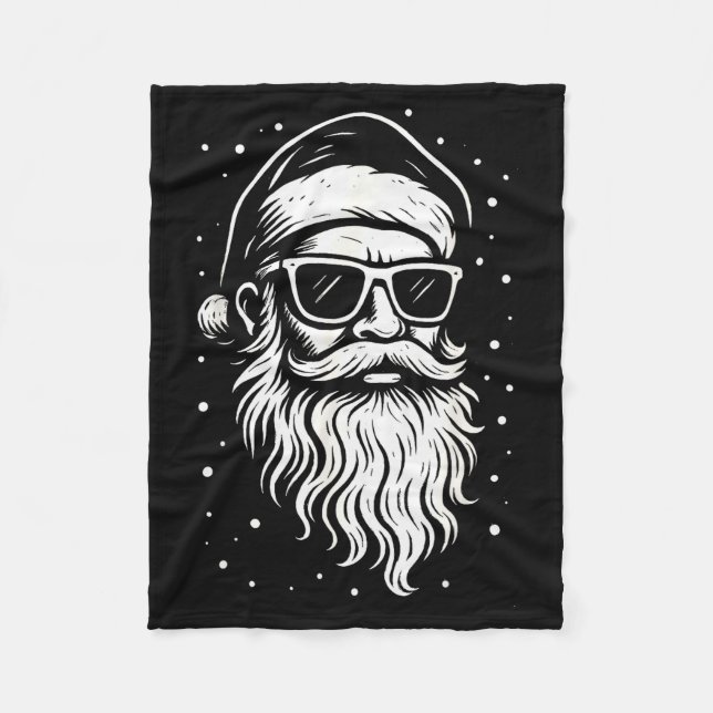Santa With Sungles Christmas Xmas For Men Boys  Fleece Blanket (Front)