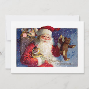 Santa with Teddy and Krampus in a Box Holiday Card