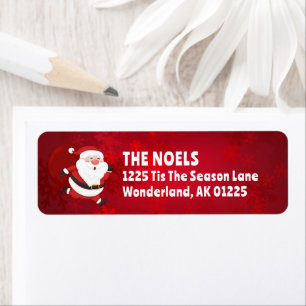 Santa with Toys Deep Red Return Address Label