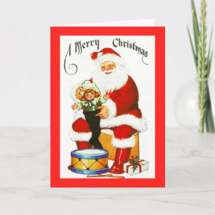 Santa with toys holiday card