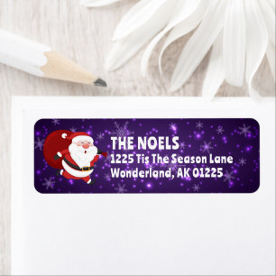 Santa with Toys Purple Snowflakes Return Address Label