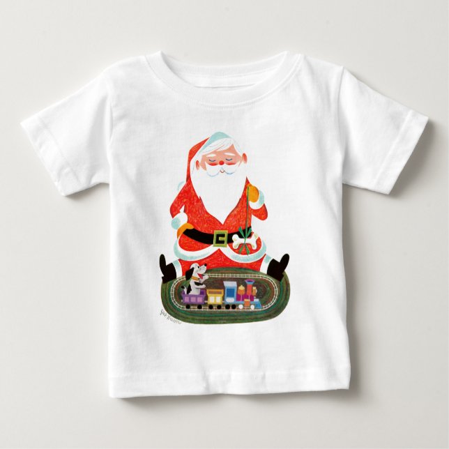 Santa with Train Baby T-Shirt (Front)
