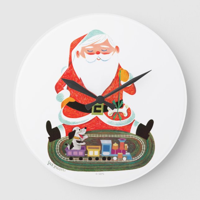 Santa with Train Large Clock (Front)