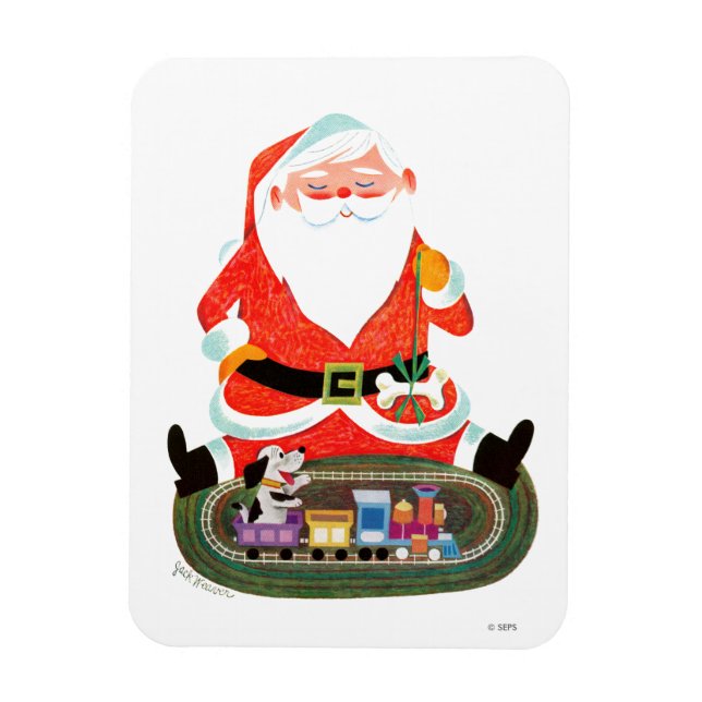 Santa with Train Magnet (Vertical)
