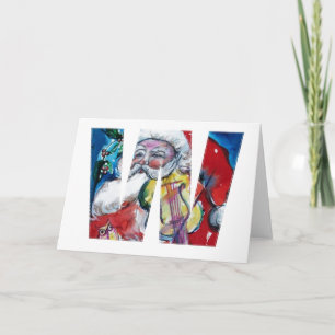 SANTA WITH VIOLIN  W MONOGRAM HOLIDAY CARD