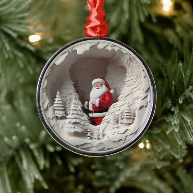 Santa Wonderland Metal Ornament (Tree)