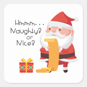 Santa Wonders Naughty or Nice? Square Sticker