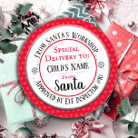 Santa Workshop Personalized Name Classic Round Sticker<br><div class="desc">Santa's Workshop Elf Inspector # any number and custom kids name. Fun stickers to add to kids gifts!</div>