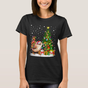 Santa Wren Bird Xmas Tree Lighting Wren Christmas T-Shirt